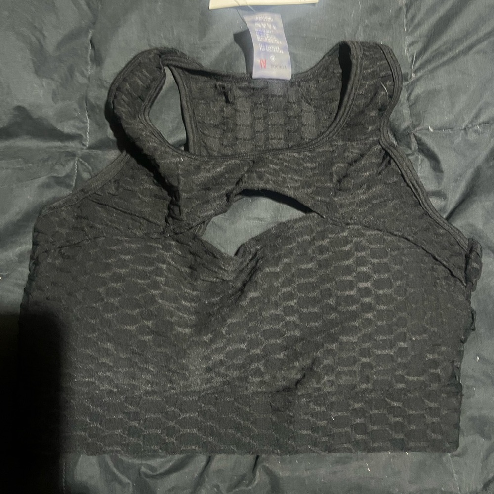 La Society Black Textured Top medium NWT